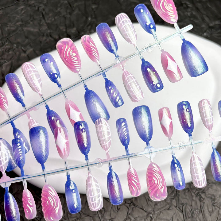 Colorful Gradient Press-On Nail Art Collection