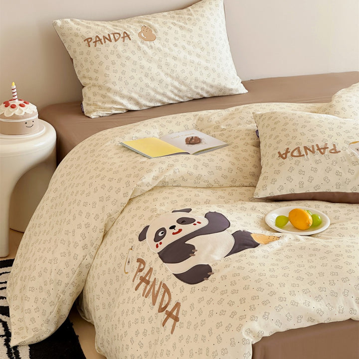 Kids Cartoon Rabbit Cotton Duvet Cover Set with 3D Ear Pillowcases