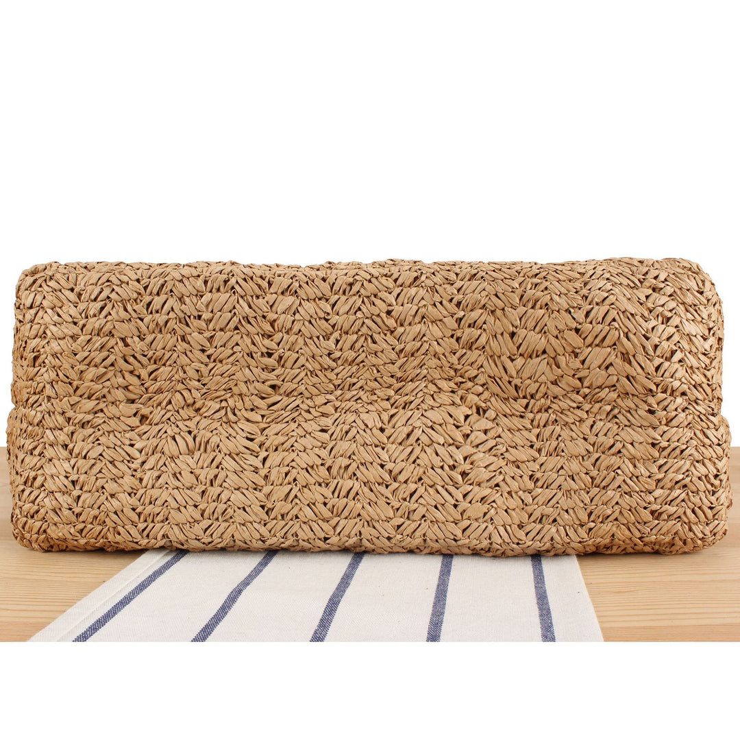 Braided beach bag with wood details Stornfield