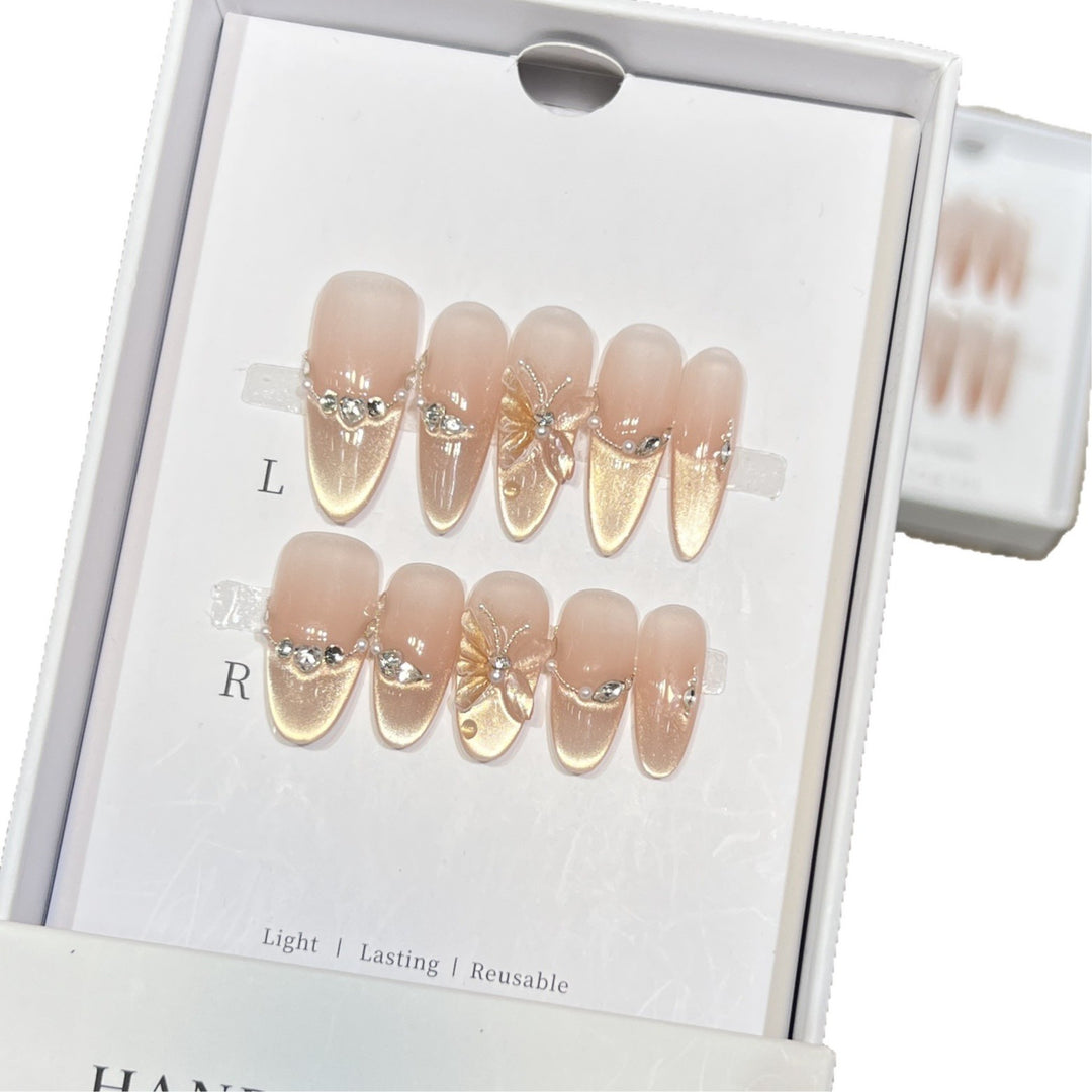 Elegant Butterfly-Accent Press-On Nail Set Stornfield