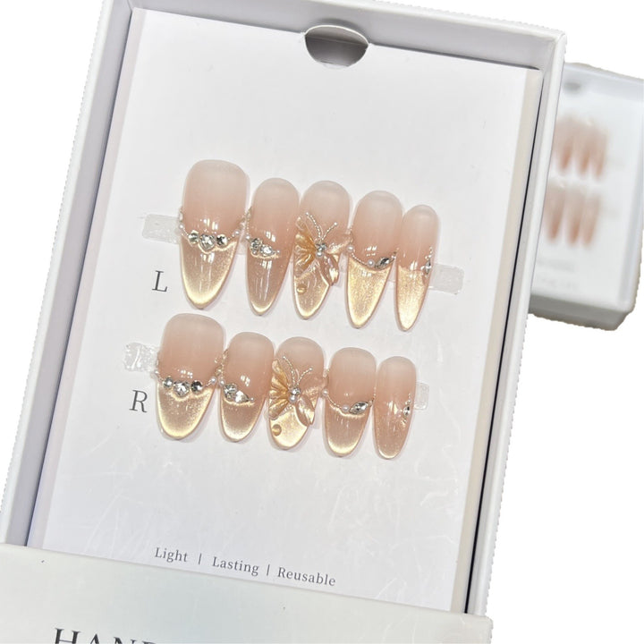 Elegant Butterfly-Accent Press-On Nail Set Stornfield