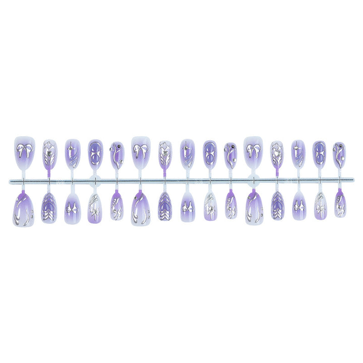 Artistic Press-On Nail Set with Elegant Floral Designs Stornfield