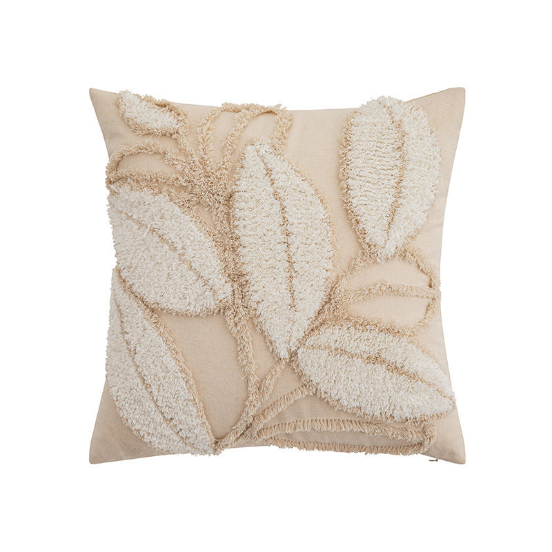Decorative cushion made of cotton-linen with floral chenille tufting and concealed zipper Stornfield