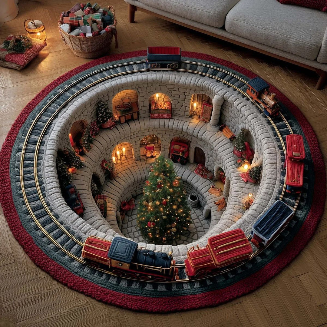 Festively Themed Round Area Rug