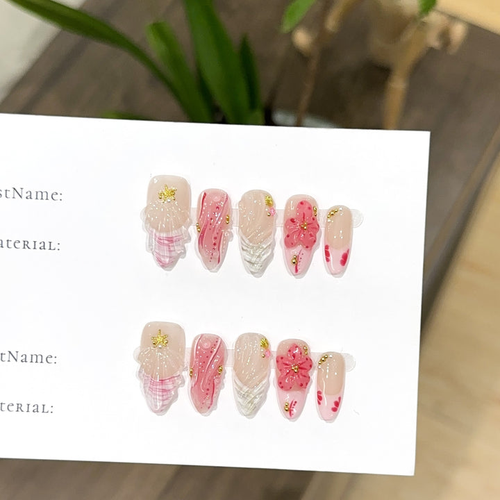 Floral Design Press-On Nail Art Set