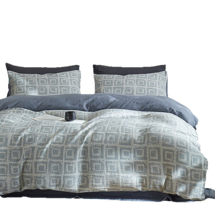 Quilted Botanical Cotton-Linen Comforter Set with Textured Floral Matelassé and Envelope Pillow Shams