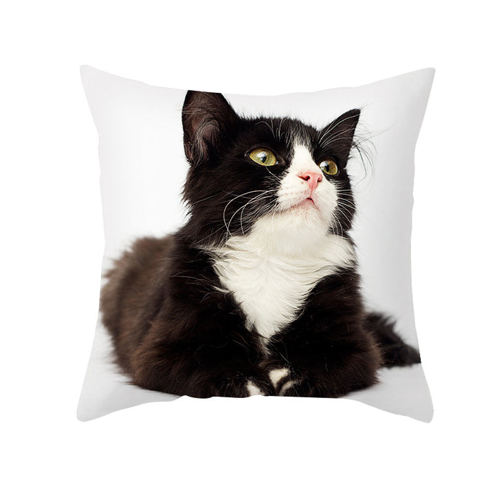 Photoreal Cat Portrait Square Pillow Cover with Concealed Zipper Linen-Blend