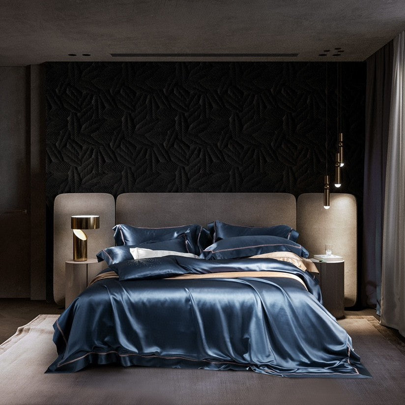 Luxury Mulberry-Silk-Feel Satin Bedding Ensemble
