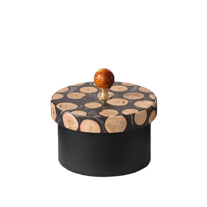 Decorative Storage Container with Organic Wooden Lid