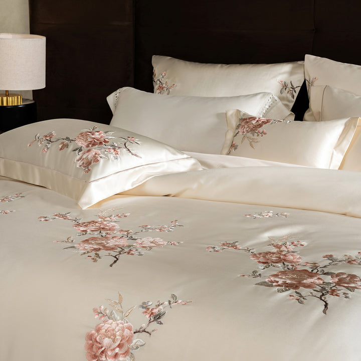 Embroidered Satin Duvet Cover Bedding Set