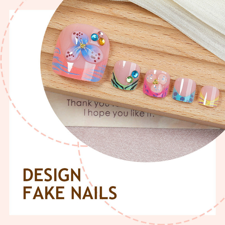 Creative nail art set with cheerful butterfly designs Stornfield