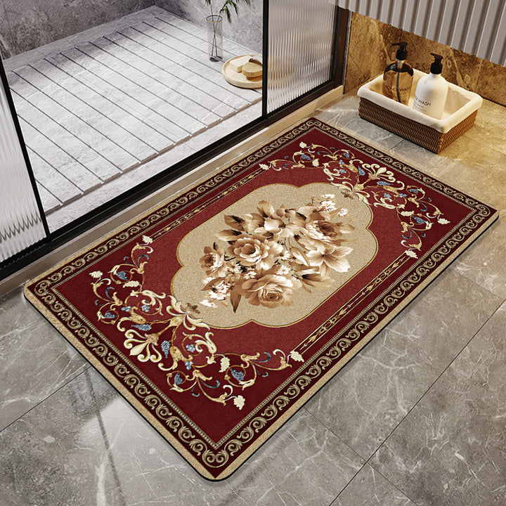 Floral Design Absorbent Bathroom Mat Stornfield