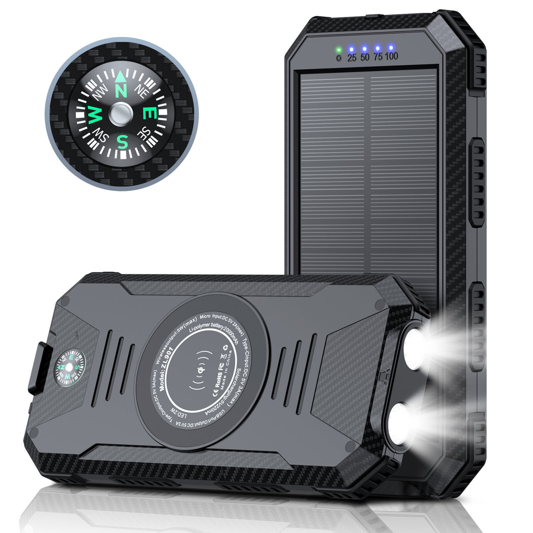 Solar-powered power bank with integrated compass and LED lighting Stornfield