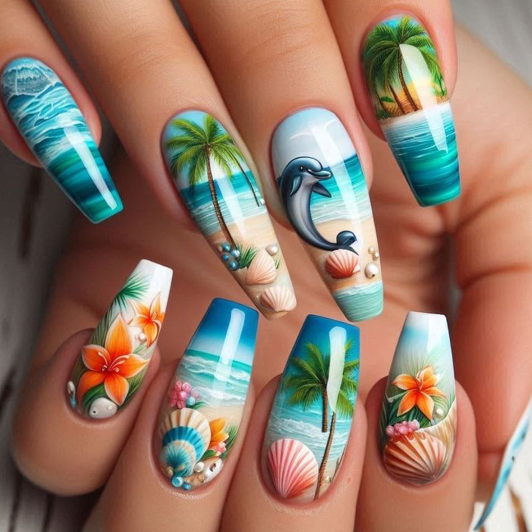 Ocean-Inspired 3D Nail Art Extensions Stornfield