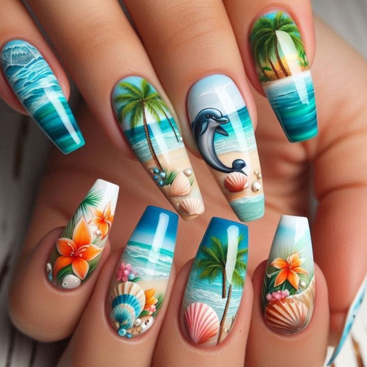 Ocean-Inspired 3D Nail Art Extensions Stornfield