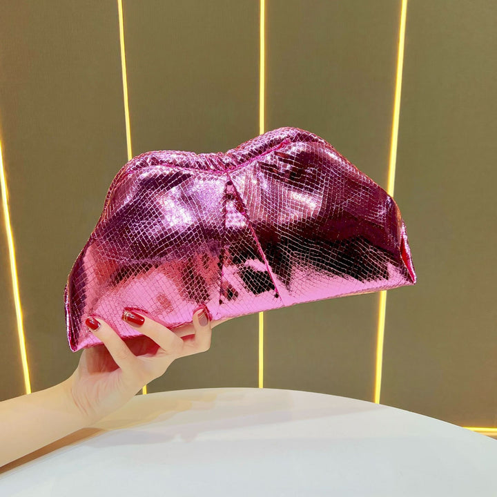 Metallic Gathered Clutch