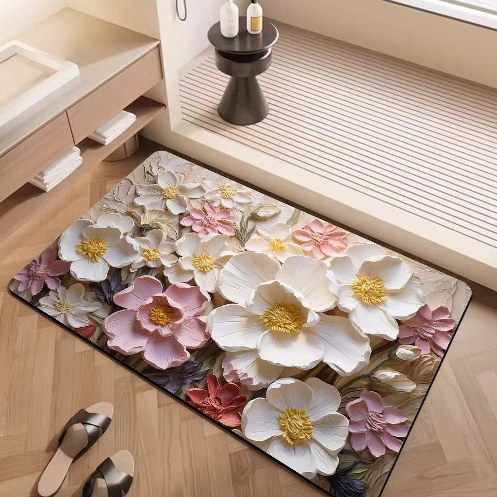Luxury Textured Floral Bath Mat Stornfield