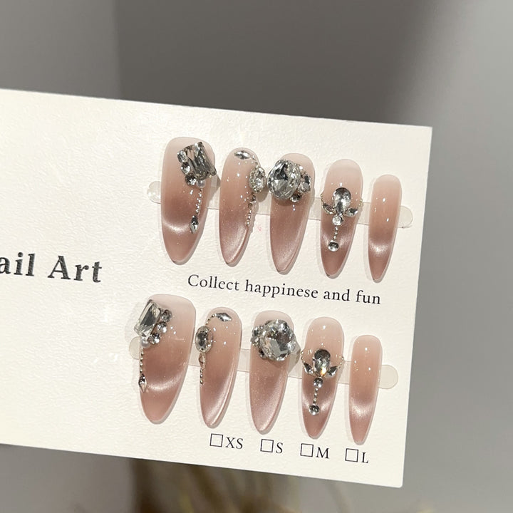 Glamorous Crystal-Decorated Press-On Nail Set