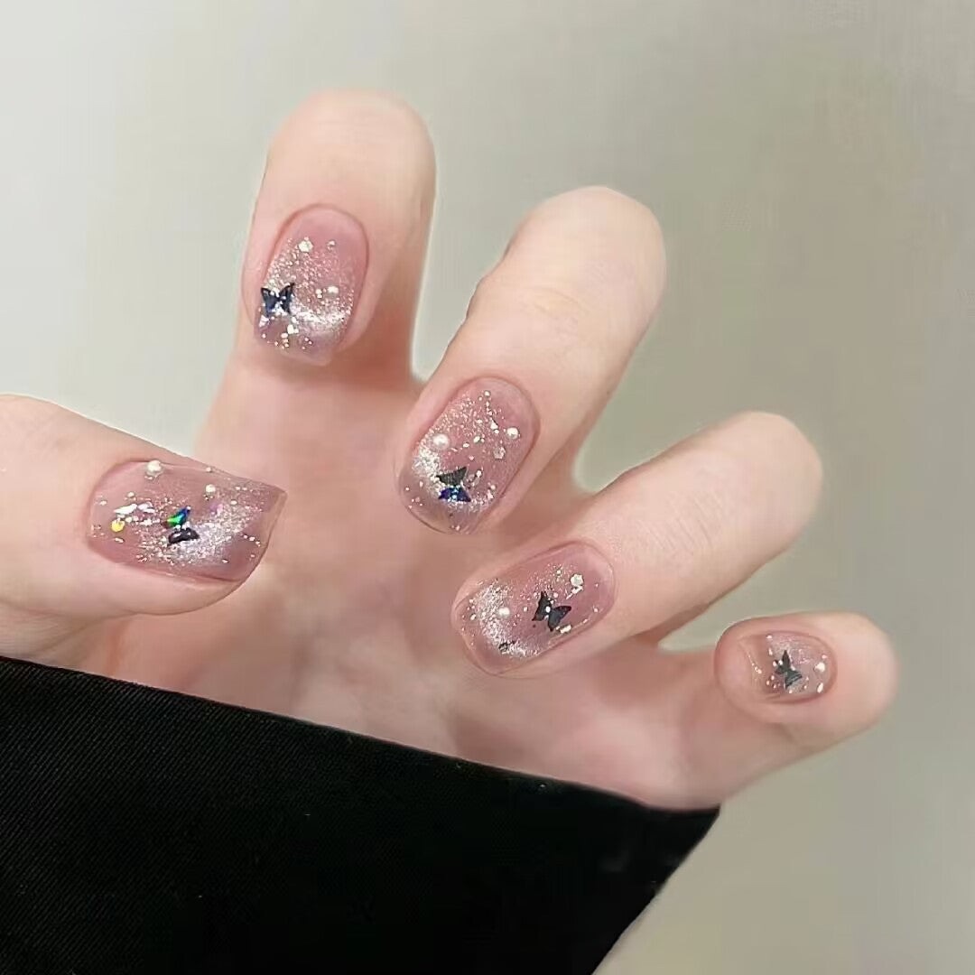 Artistic Glitter Butterfly Press-On Nails Stornfield