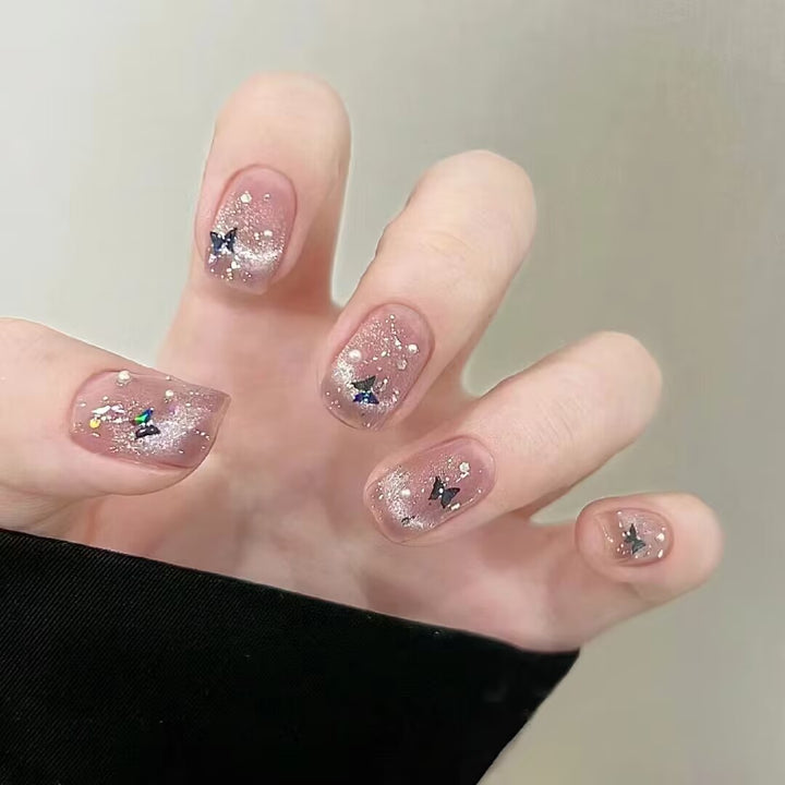 Artistic Glitter Butterfly Press-On Nails Stornfield