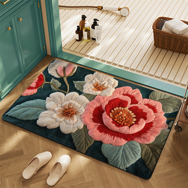 Floral Motif Bath Mat Stornfield