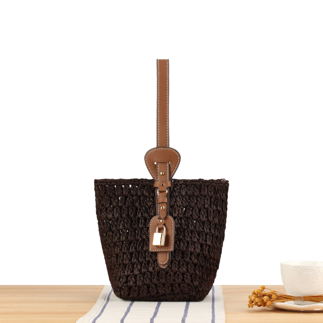 Braided Bast Handbag with Elegant Leather Decoration Stornfield