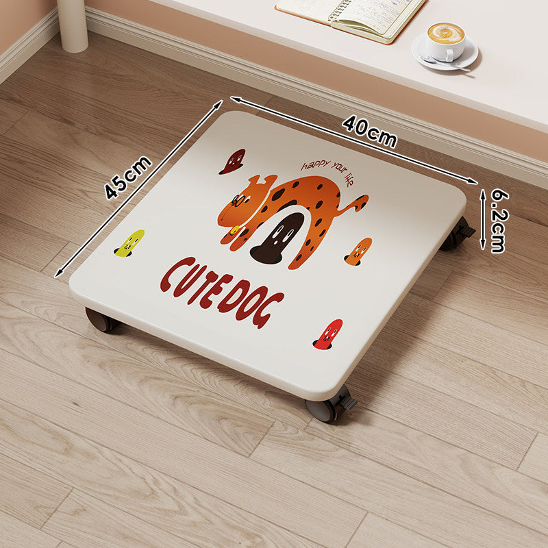 Low-Profile Wheeled Under-Bed Storage Tray with Cartoon Non-Slip Top