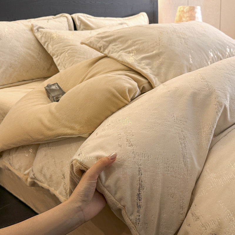 Metallic Wave Jacquard Duvet Cover Bedding Set