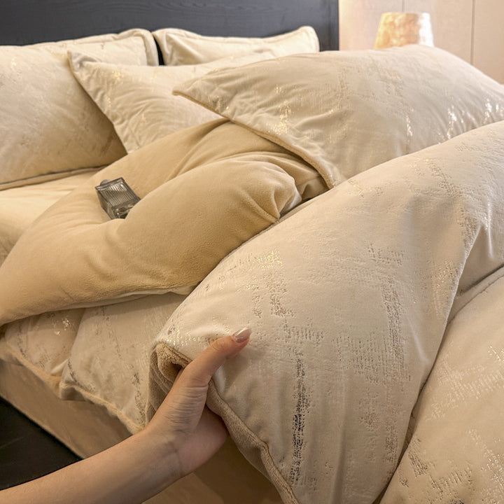 Metallic Wave Jacquard Duvet Cover Bedding Set