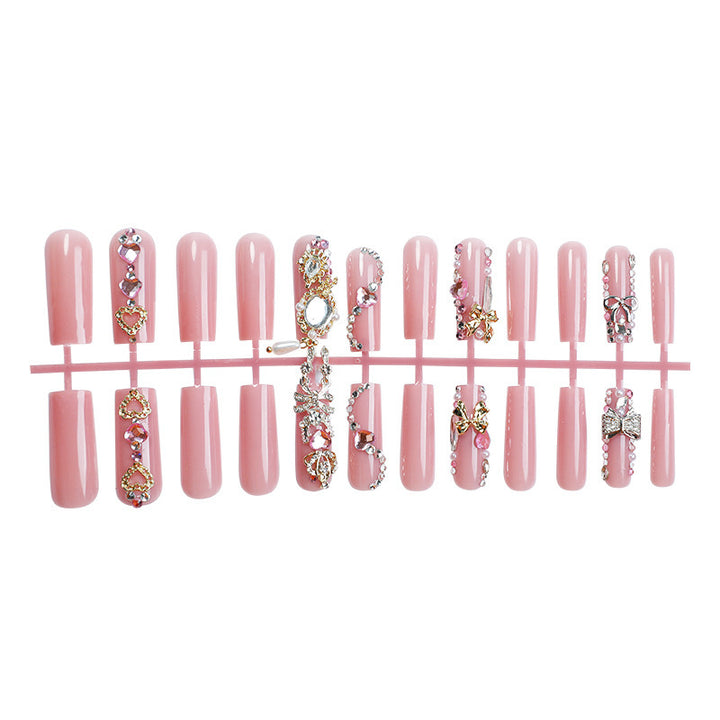 Decorative Press-On Nail Art Set with Glamorous Gem Accents Stornfield