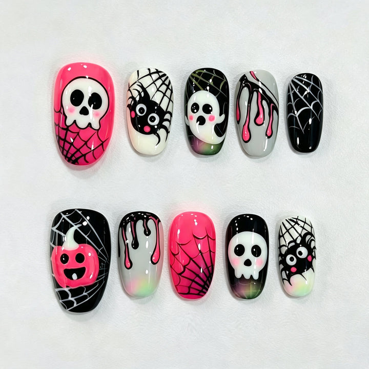 Halloween-Themed Creative Press-On Nail Art Set
