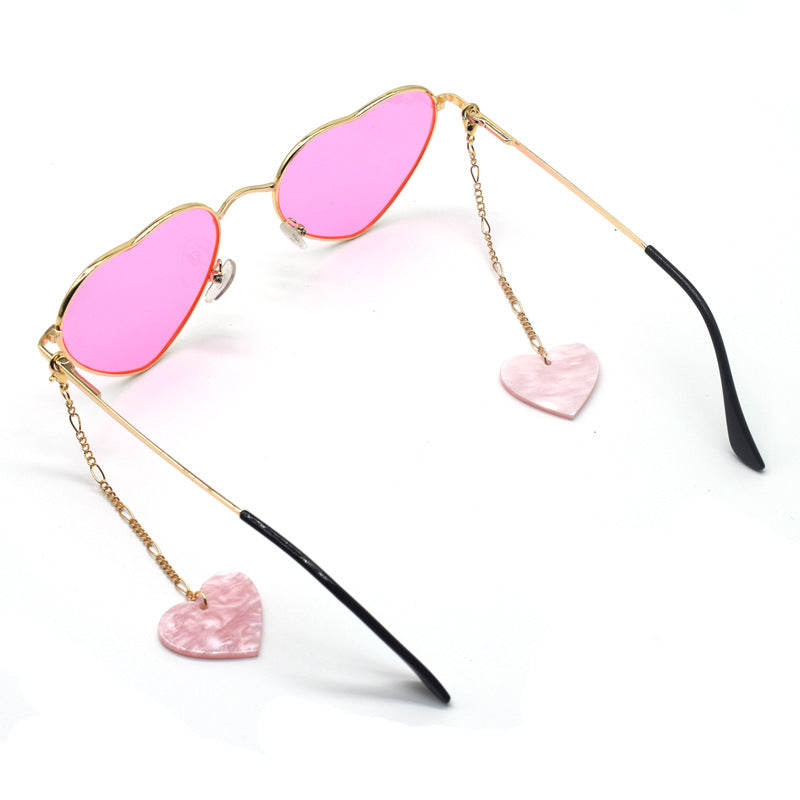 Heart-Shaped Dangle Earrings with Golden Chain Stornfield