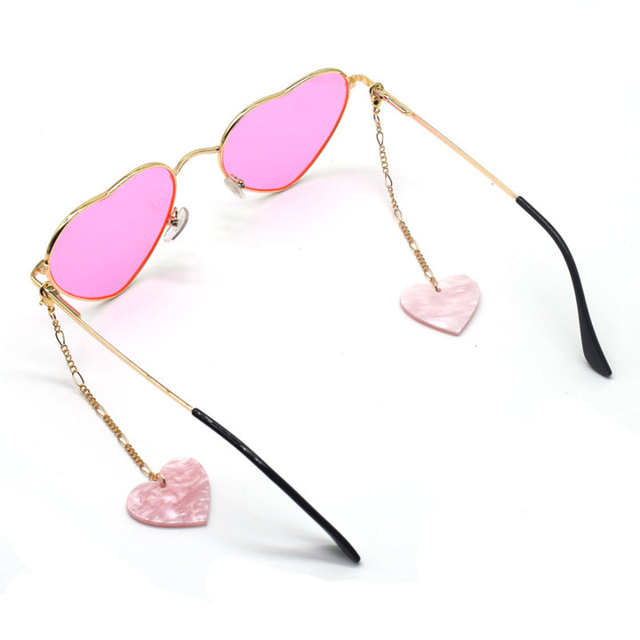 Heart-Shaped Dangle Earrings with Golden Chain Stornfield