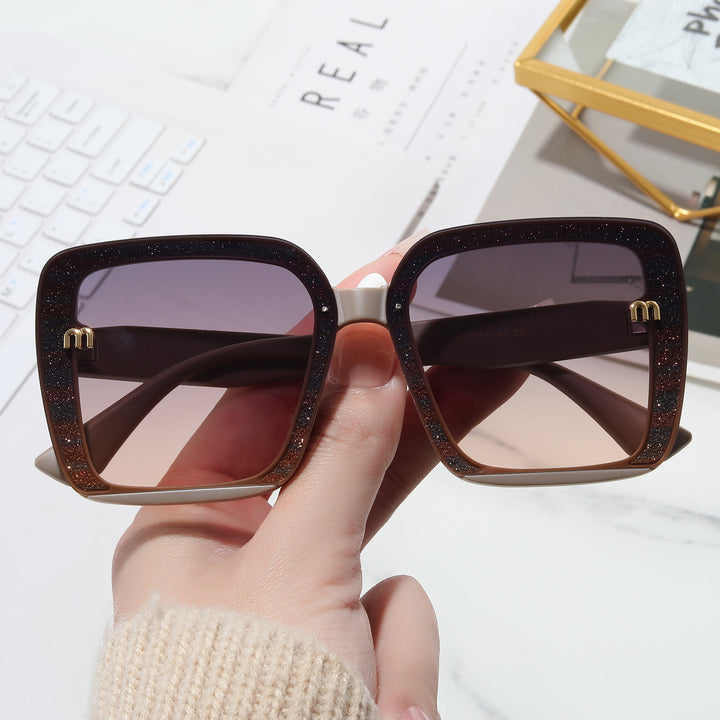 Ladies fashionable square sunglasses with shimmering frame Stornfield