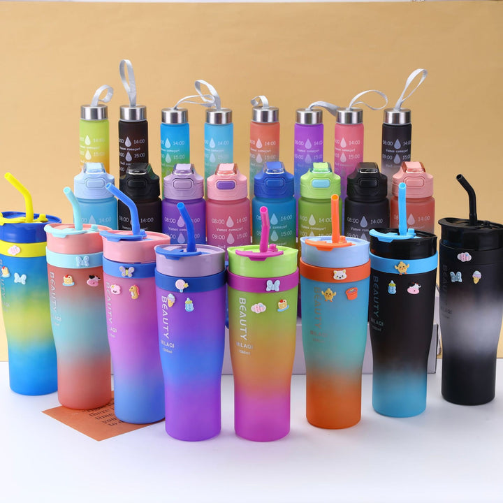 Ladies stylish and practical water bottle with design and time markings Stornfield