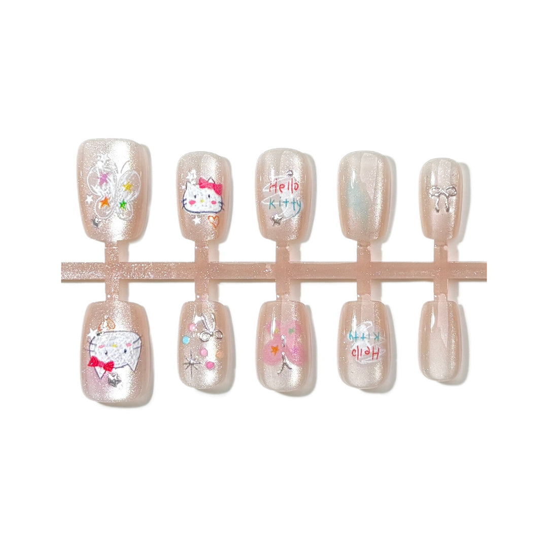 Whimsical Character-Themed Press-On Nail Art Set