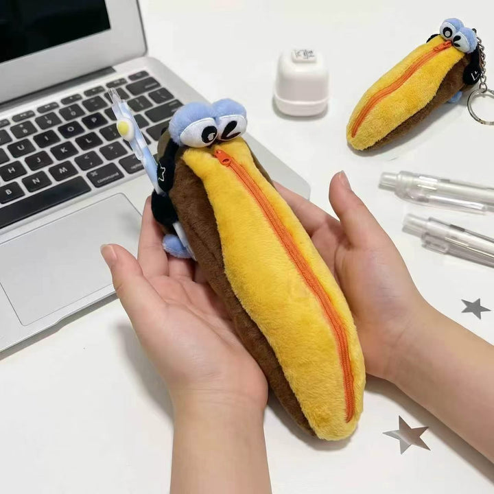 Plush Hot Dog-Shaped Pencil Case