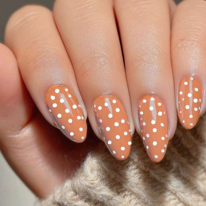 Artistic Press-On Nail Set with Polka Dot Design Stornfield