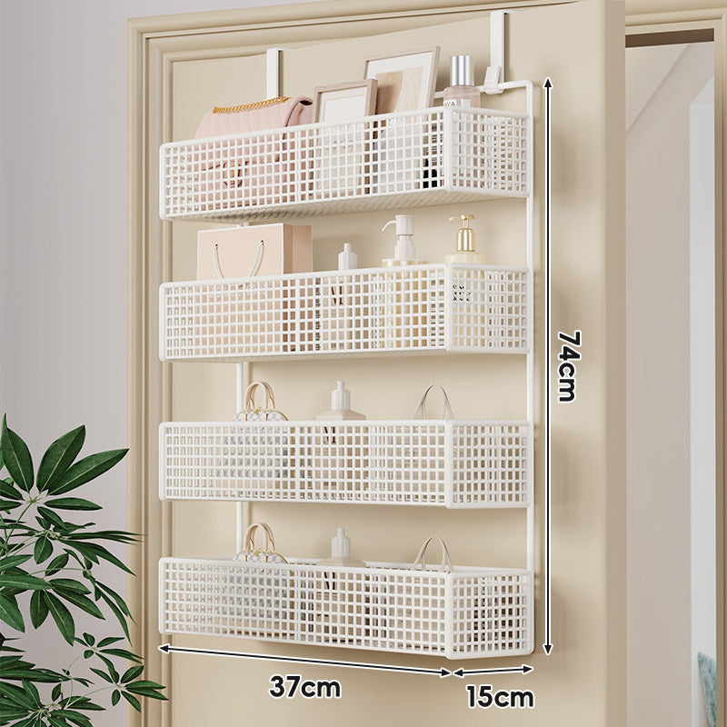Over-Door Double-Tier Grid Hanging Storage Basket