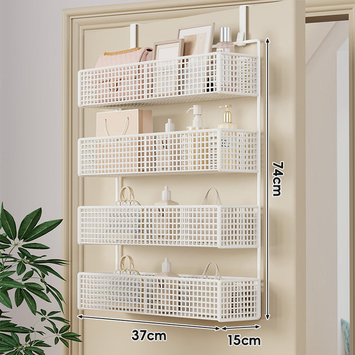 Over-Door Double-Tier Grid Hanging Storage Basket