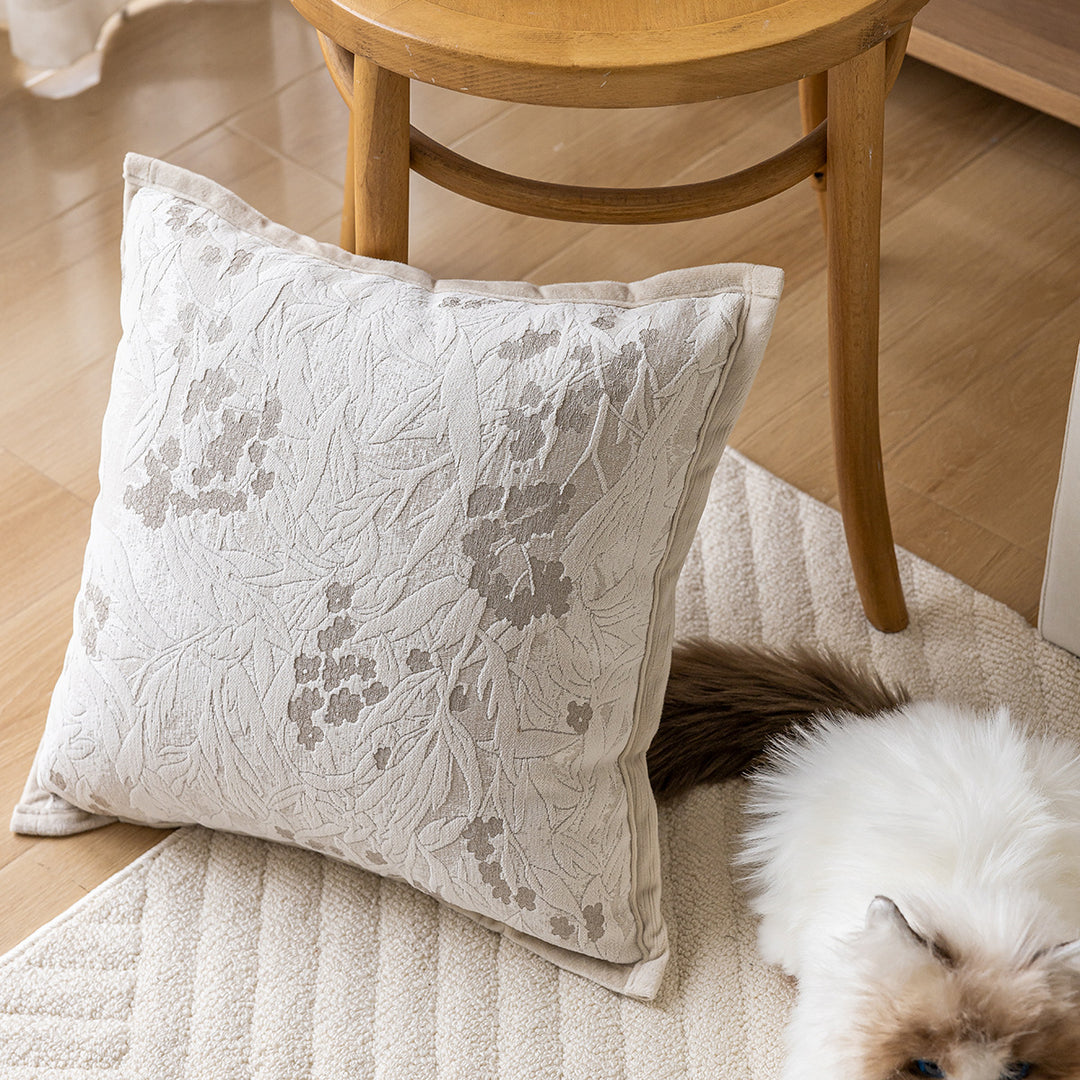 Floral Decorative Pillow with Textured Fabric