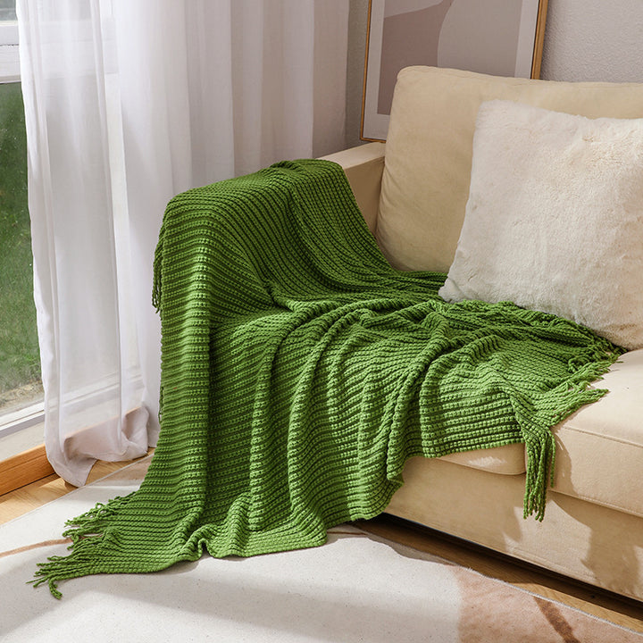 Luxurious Textured Fringe Throw Blanket