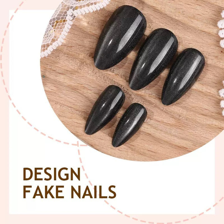 Nail art set with elegant pointed design and high-gloss finish Stornfield