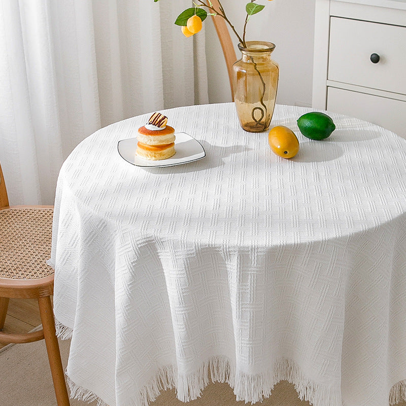 Stornfield | Modern Waffle Tablecloth, Knitted Lace Fabric Coffee Cloth, Round Tablecloth, Rectangular Tablecloth