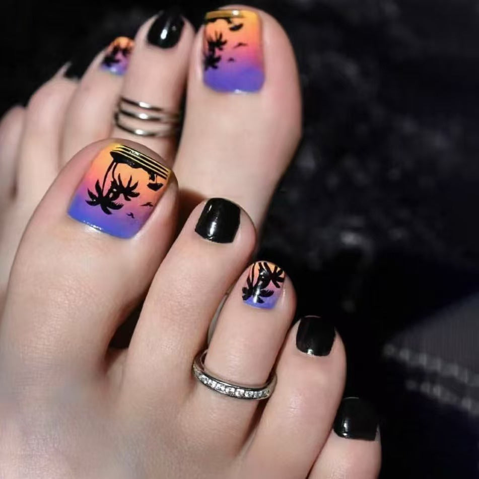 Artistic Summer-Themed Press-On Toenails Stornfield