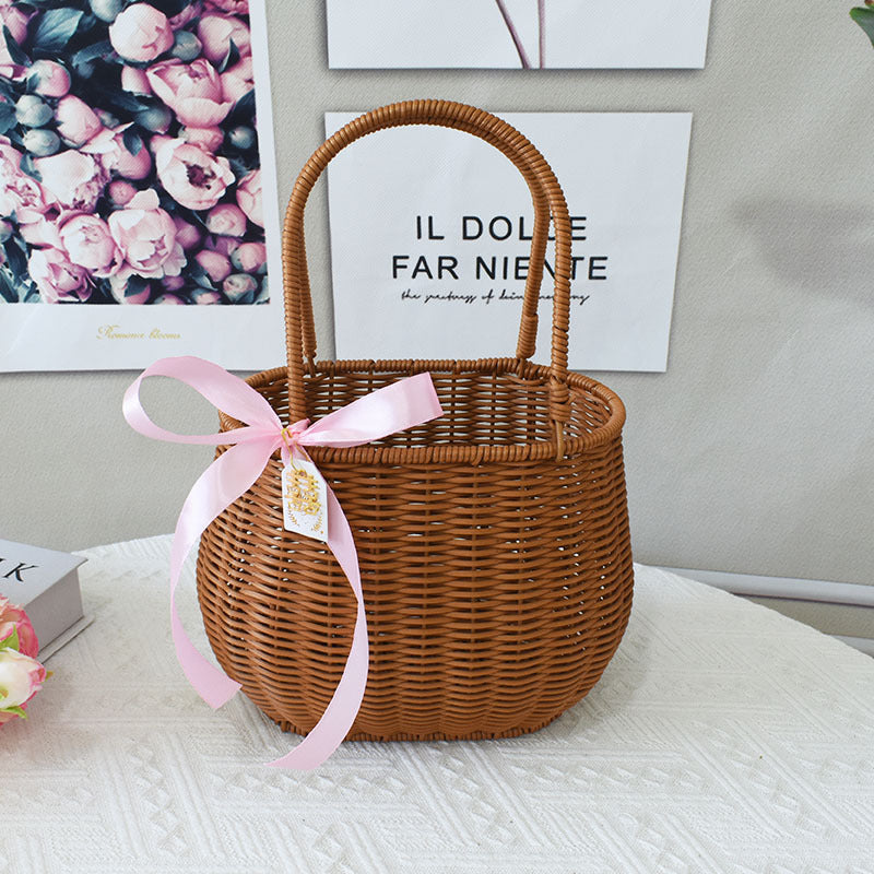 Chic Woven Handbag with Pearl Accent Stornfield