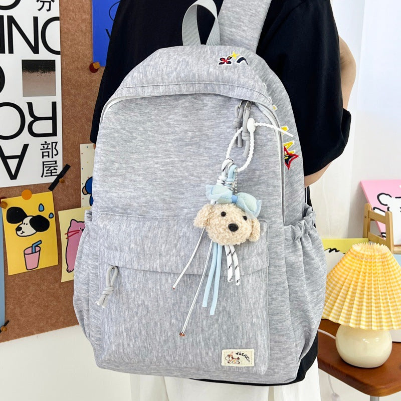 Casual Soft Fabric Backpack with Cute Charm Stornfield
