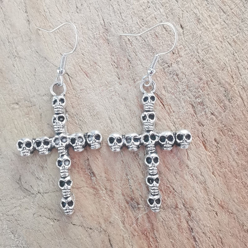 Gothic Skull Cross Earrings Stornfield