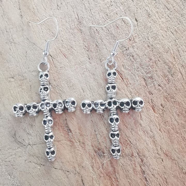 Gothic Skull Cross Earrings Stornfield