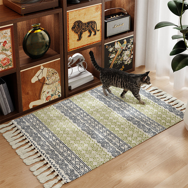 Decorative Area Rug with Fringed Edges Stornfield